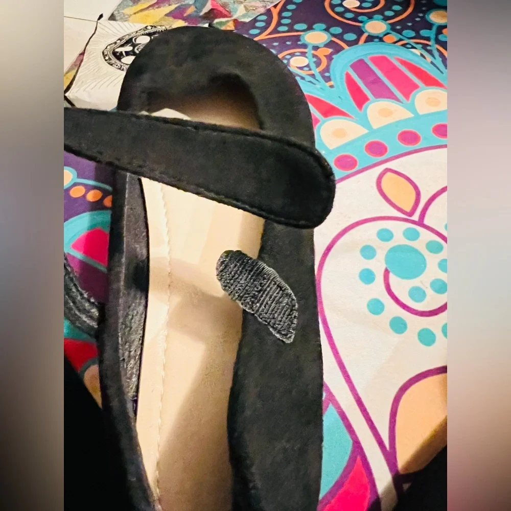 Black Faux Suede Ballet Flats Size 10 - Picture 3 of 4